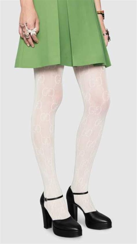 gucci white interlocking tights|Gucci distressed tights.